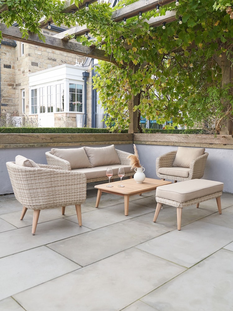 Pacific Light Teak Cabon Rattan Garden Seating Set - Image 1 of 6