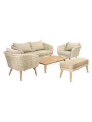 Pacific Light Teak Cabon Rattan Garden Seating Set - Image 4 of 6