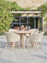 Pacific Light Teak Cabon Rattan Garden 4 Seater Dining Set - Image 1 of 6