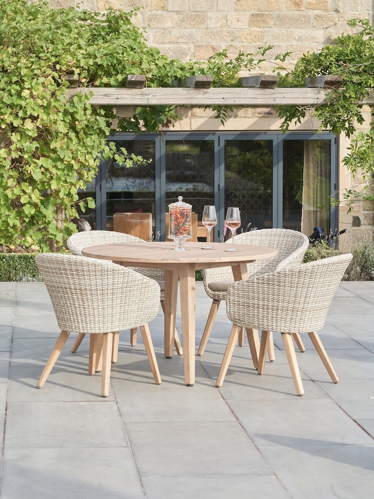 Pacific Light Teak Cabon Rattan Garden 4 Seater Dining Set - Image 1 of 6