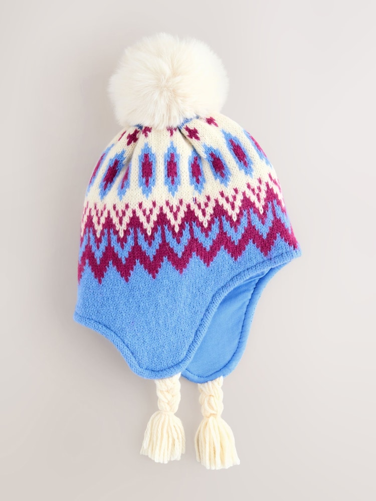 Blue Fairisle Trapper Hat (3mths-13yrs) - Image 1 of 3