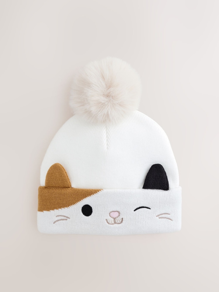 Ecru Squishmallow Cat 3D Pom Beanie Hat (5-13yrs) - Image 1 of 3 Ecru Squishmallow Cat 3D Pom Beanie Hat (5-13yrs) - Image 1 of 3