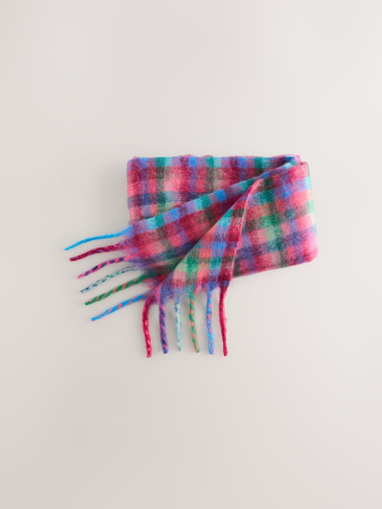 Pink-Violett kariert - Brushed Scarf (3-16yrs) - Bild 1 von 3