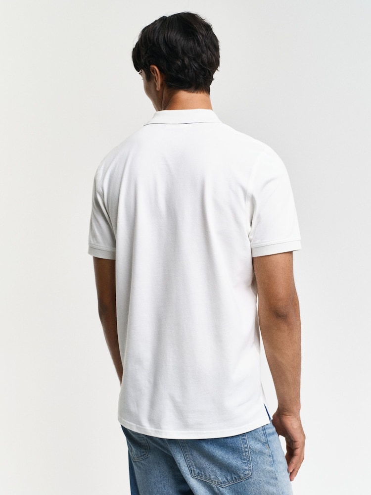 GANT Cream Regular-Fit Short Sleeve Contrast Pique Polo Shirt - Image 2 of 5
