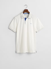 GANT Cream Regular-Fit Short Sleeve Contrast Pique Polo Shirt - Image 5 of 5