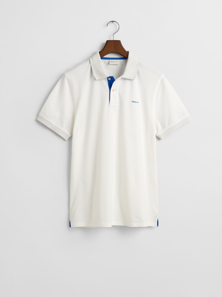 GANT Cream Regular-Fit Short Sleeve Contrast Pique Polo Shirt - Image 5 of 5
