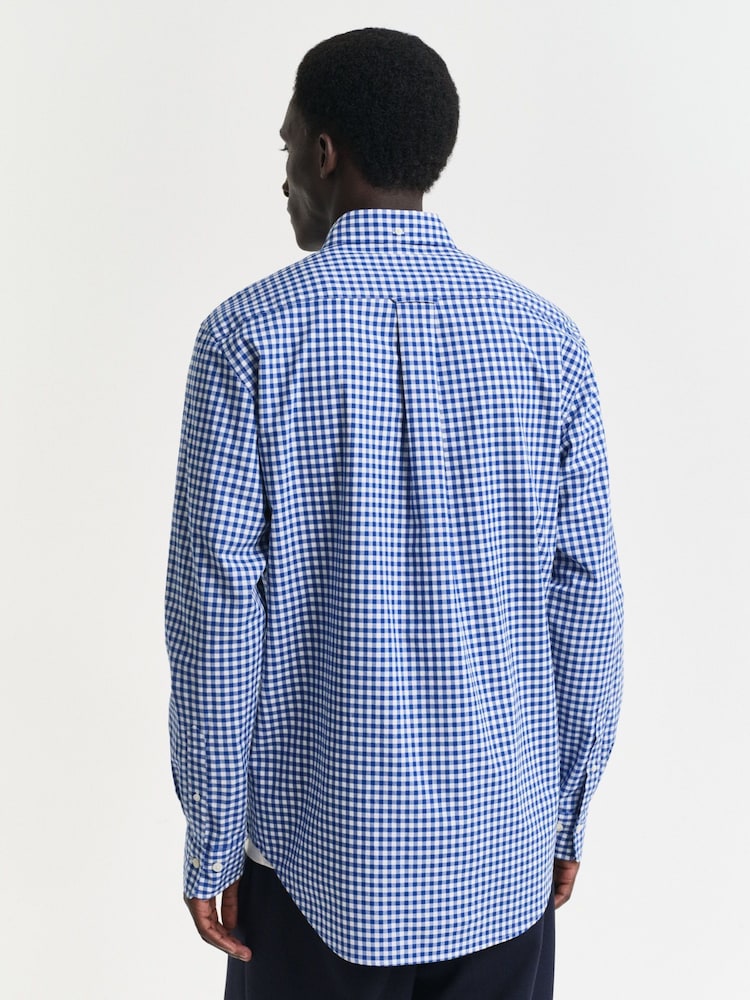 GANT Blue Regular-Fit Classic Poplin Gingham Shirt - Image 2 of 5