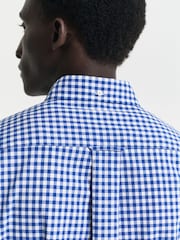 GANT Blue Regular-Fit Classic Poplin Gingham Shirt - Image 4 of 5