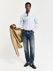 GANT Blue Regular-Fit Classic Poplin Gingham Shirt - Image 3 of 5