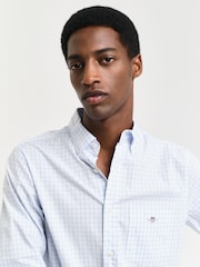 GANT Blue Regular-Fit Classic Poplin Gingham Shirt - Image 4 of 5