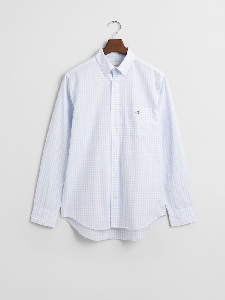 GANT Blue Regular-Fit Classic Poplin Gingham Shirt - Image 5 of 5