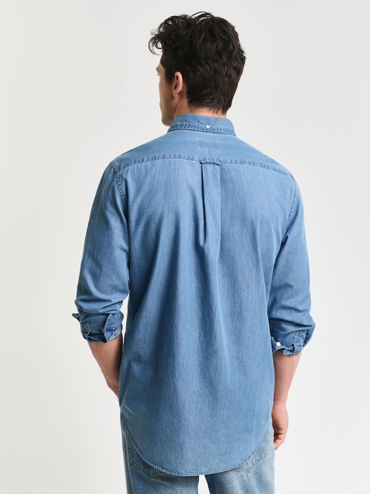 GANT Blue Regular-Fit Indigo Button Down Shirt - Image 2 of 10