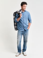GANT Blue Regular-Fit Indigo Button Down Shirt - Image 6 of 10