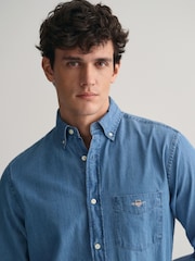 GANT Blue Regular-Fit Indigo Button Down Shirt - Image 7 of 10