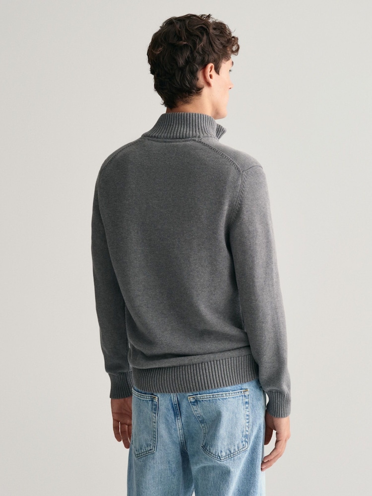 GANT Grey Casual Half Zip 100% Cotton Jumper - Image 2 of 6