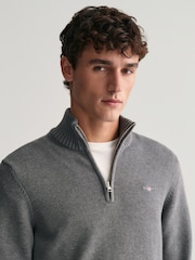 GANT Grey Casual Half Zip 100% Cotton Jumper - Image 3 of 6
