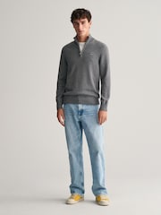 GANT Grey Casual Half Zip 100% Cotton Jumper - Image 4 of 6