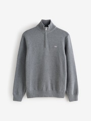 GANT Grey Casual Half Zip 100% Cotton Jumper - Image 5 of 6