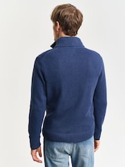 GANT Blue Casual Cotton Half Zip Jumper - Image 2 of 5