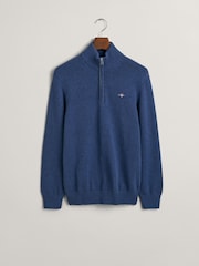 GANT Blue Casual Cotton Half Zip Jumper - Image 5 of 5