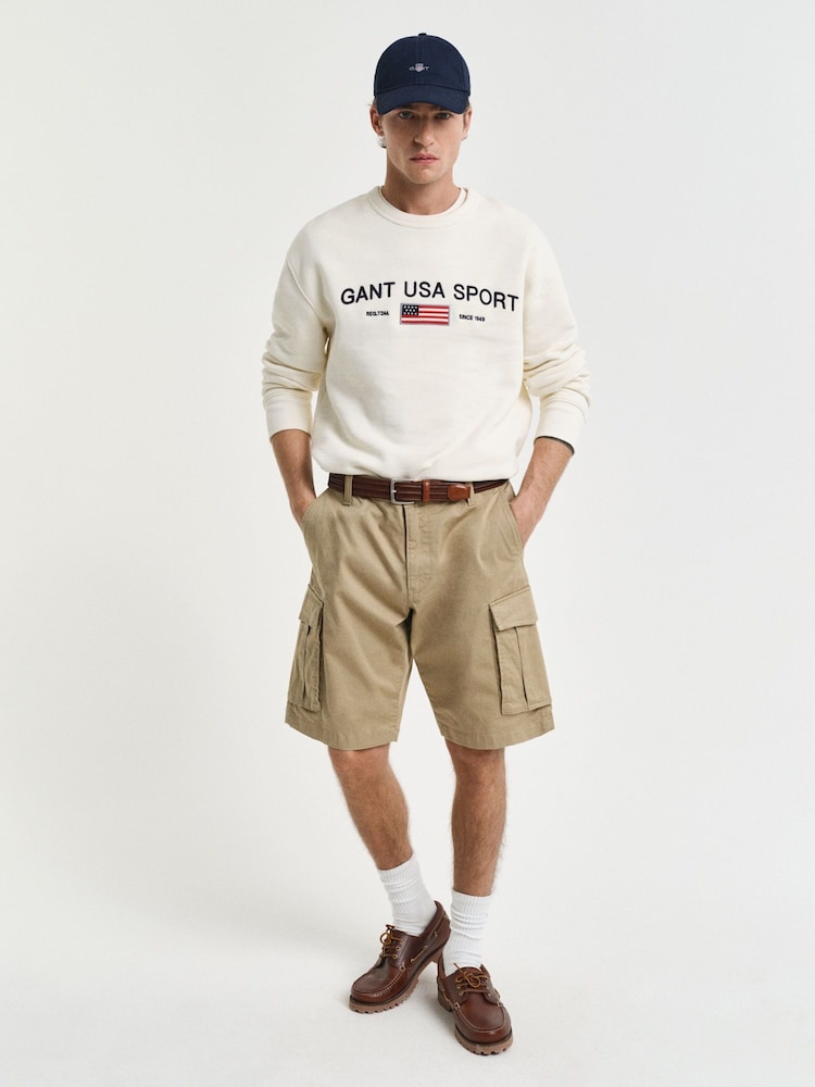 GANT Brown Relaxed-Fit Twill Cargo Shorts - Image 3 of 5