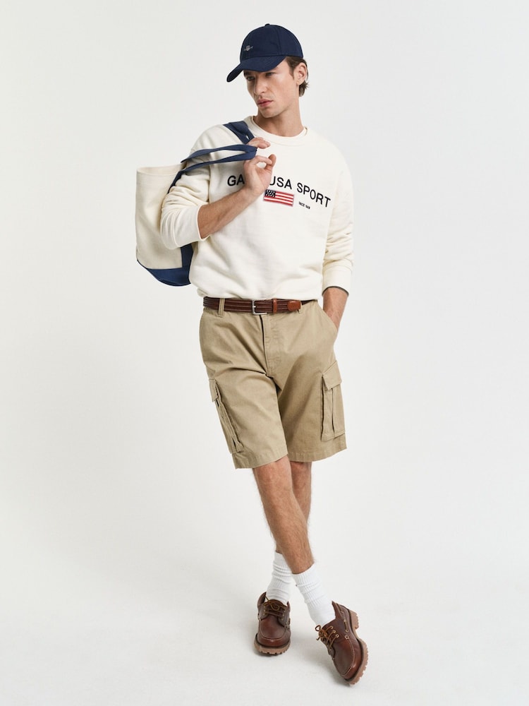 GANT Brown Relaxed-Fit Twill Cargo Shorts - Image 4 of 5