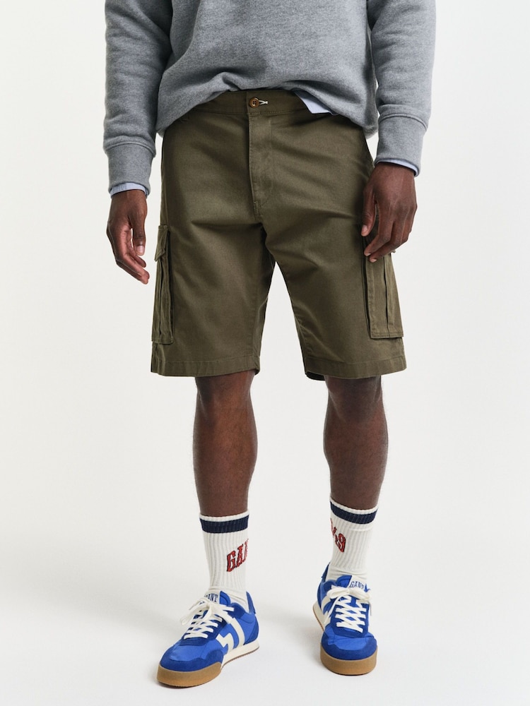 GANT Green Relaxed-Fit Twill Cargo Shorts - Image 1 of 5