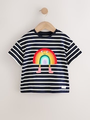 Navy Stripe Rainbow Short Sleeve T-Shirt (3mths-7yrs) - Image 1 of 4