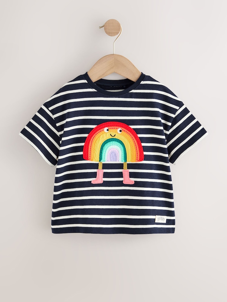 Navy Stripe Rainbow Short Sleeve T-Shirt (3mths-7yrs) - Image 1 of 4