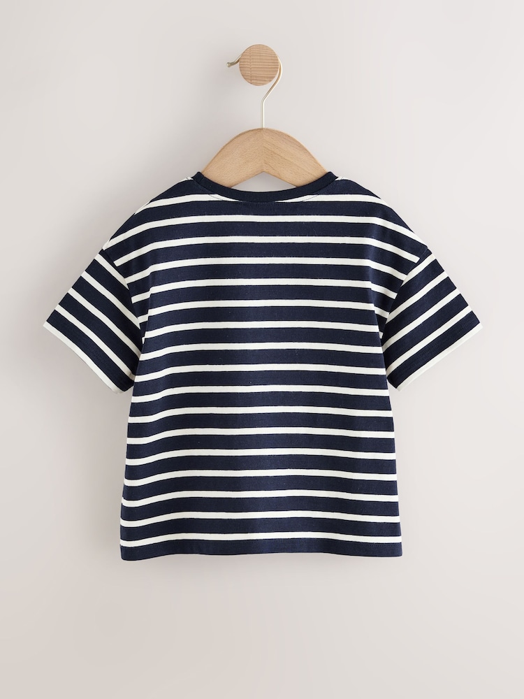 Navy Stripe Rainbow Short Sleeve T-Shirt (3mths-7yrs) - Image 2 of 4