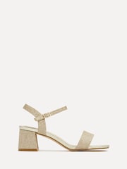 Linzi Gold Glitter Darcie Low Chunky Block Heeled Sandals - Image 2 of 5
