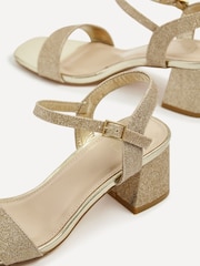 Linzi Gold Glitter Darcie Low Chunky Block Heeled Sandals - Image 4 of 5