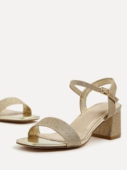 Linzi Gold Glitter Darcie Low Chunky Block Heeled Sandals - Image 5 of 5