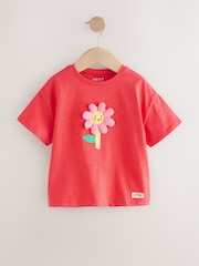 Coral Pink Flower Short Sleeve T-Shirt (3mths-7yrs) - Image 1 of 5