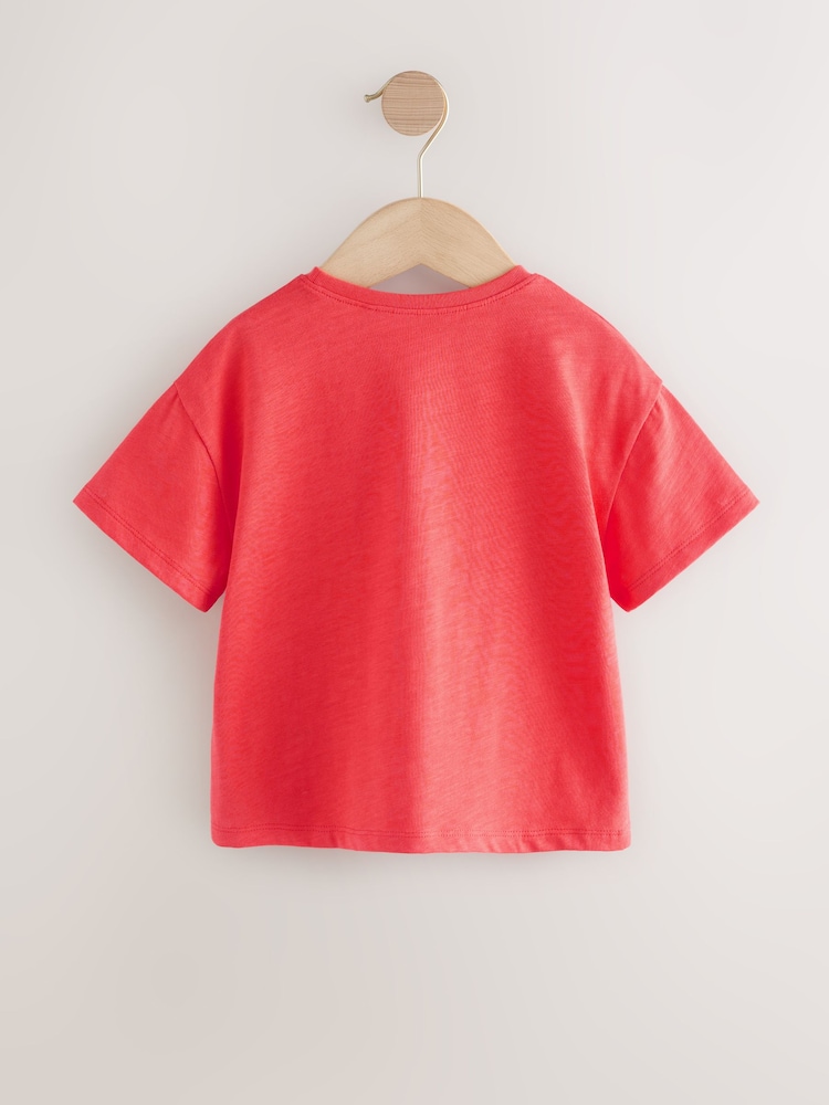 Coral Pink Flower Short Sleeve T-Shirt (3mths-7yrs) - Image 2 of 5