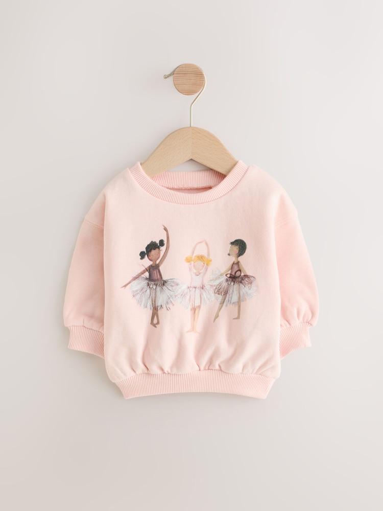 Pink Ballerina Crew Neck Sweatshirt (3mths-7yrs) - Image 2 of 3