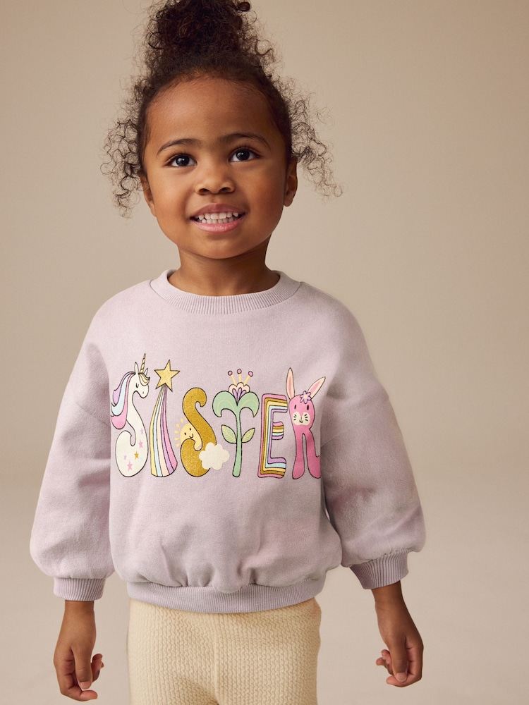 Lilac Sister Crew Neck Sweatshirt (3mths-7yrs) - Image 1 of 5 Lilac Sister Crew Neck Sweatshirt (3mths-7yrs) - Image 1 of 5