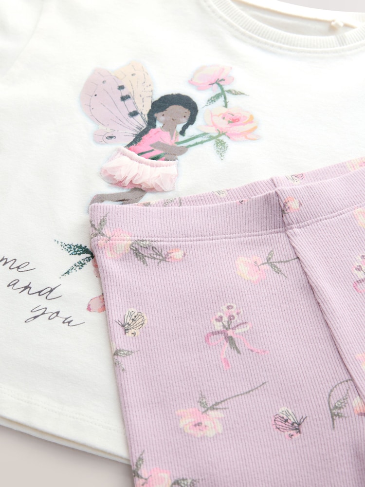 Ecru White Fairy Short Sleeve Top and Leggings Set (3mths-7yrs) - Image 5 of 5