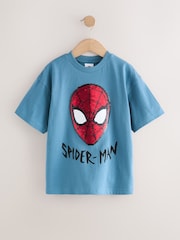 Spiderman Blue Flippy Sequin License T-Shirt (3-16yrs) - Image 1 of 5