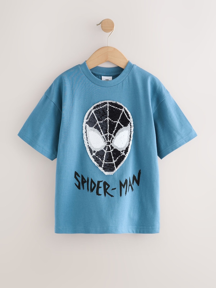 Spiderman Blue Flippy Sequin License T-Shirt (3-16yrs) - Image 2 of 5 Spiderman Blue Flippy Sequin License T-Shirt (3-16yrs) - Image 2 of 5
