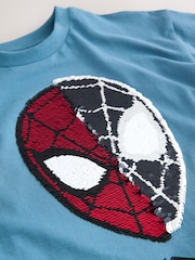 Spiderman Blue Flippy Sequin License T-Shirt (3-16yrs) - Image 5 of 5