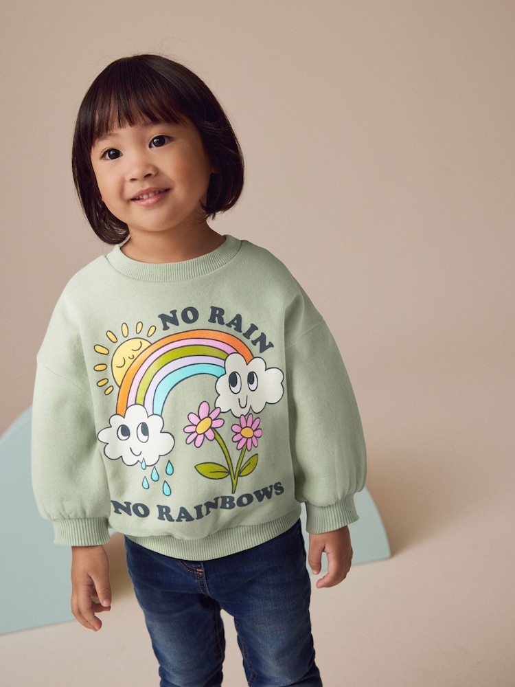 Green Rainbow Crew Neck Sweatshirt (3mths-7yrs) - Image 1 of 5