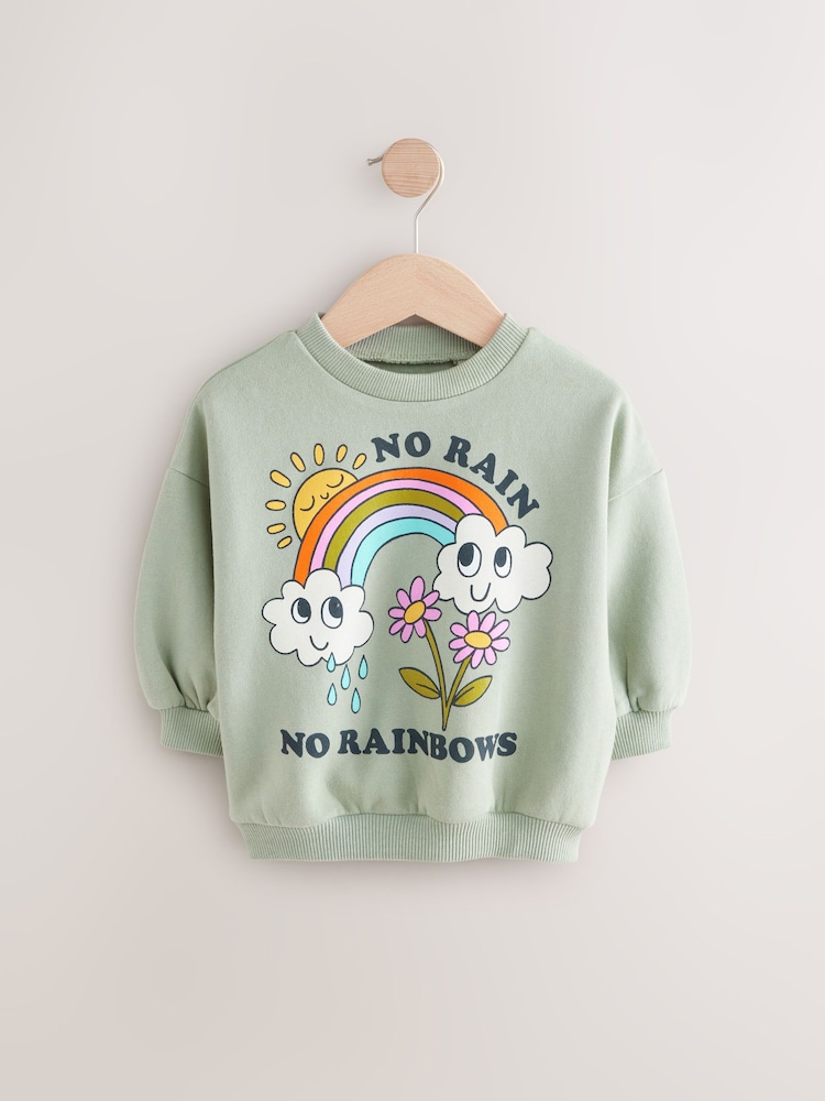 Green Rainbow Crew Neck Sweatshirt (3mths-7yrs) - Image 2 of 5