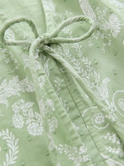 Laura Ashley Green Josette Cotton Tie Front Beach Cover-Up - Image 9 of 9