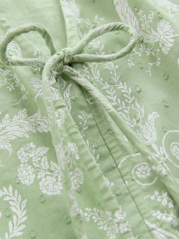Laura Ashley Green Josette Cotton Tie Front Beach Cover-Up - Image 9 of 9