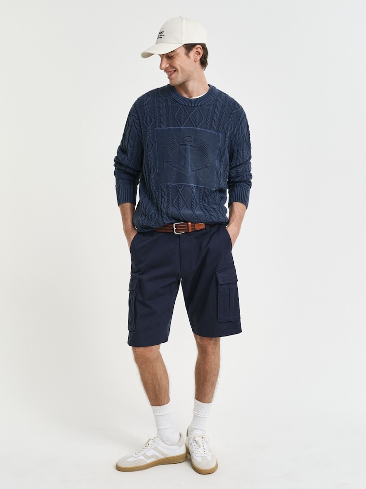 GANT Blue Relaxed-Fit Twill Cargo Shorts - Image 3 of 4