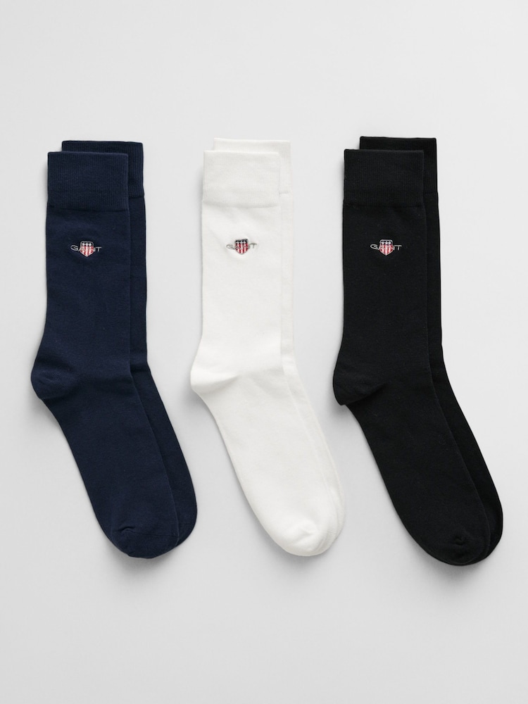 GANT Black Shield Logo Sport Socks 3 Pack - Image 1 of 1
