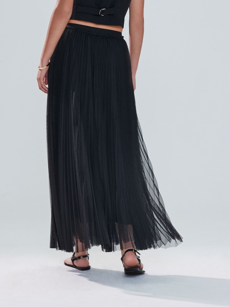 Buy Black Pleated Mesh Tulle Maxi Skirt from Next Philippines
