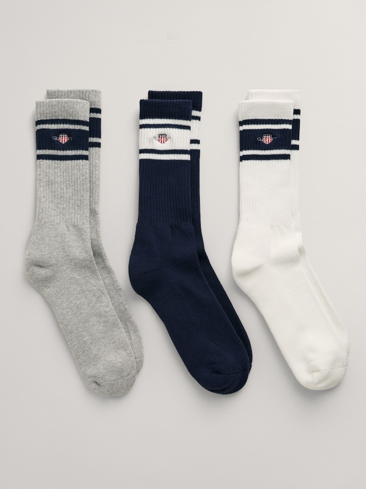GANT Blue Shield Logo Sport Socks 3 Pack - Image 1 of 1