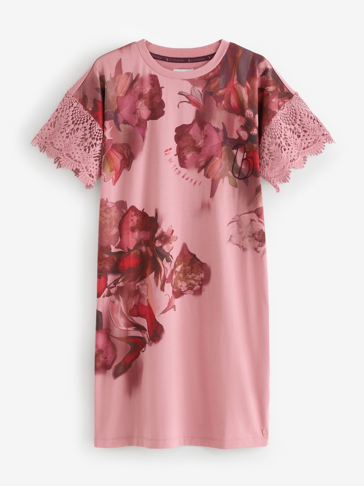B by Ted Baker Pink Floral Print Night T-Shirt - Image 5 of 5